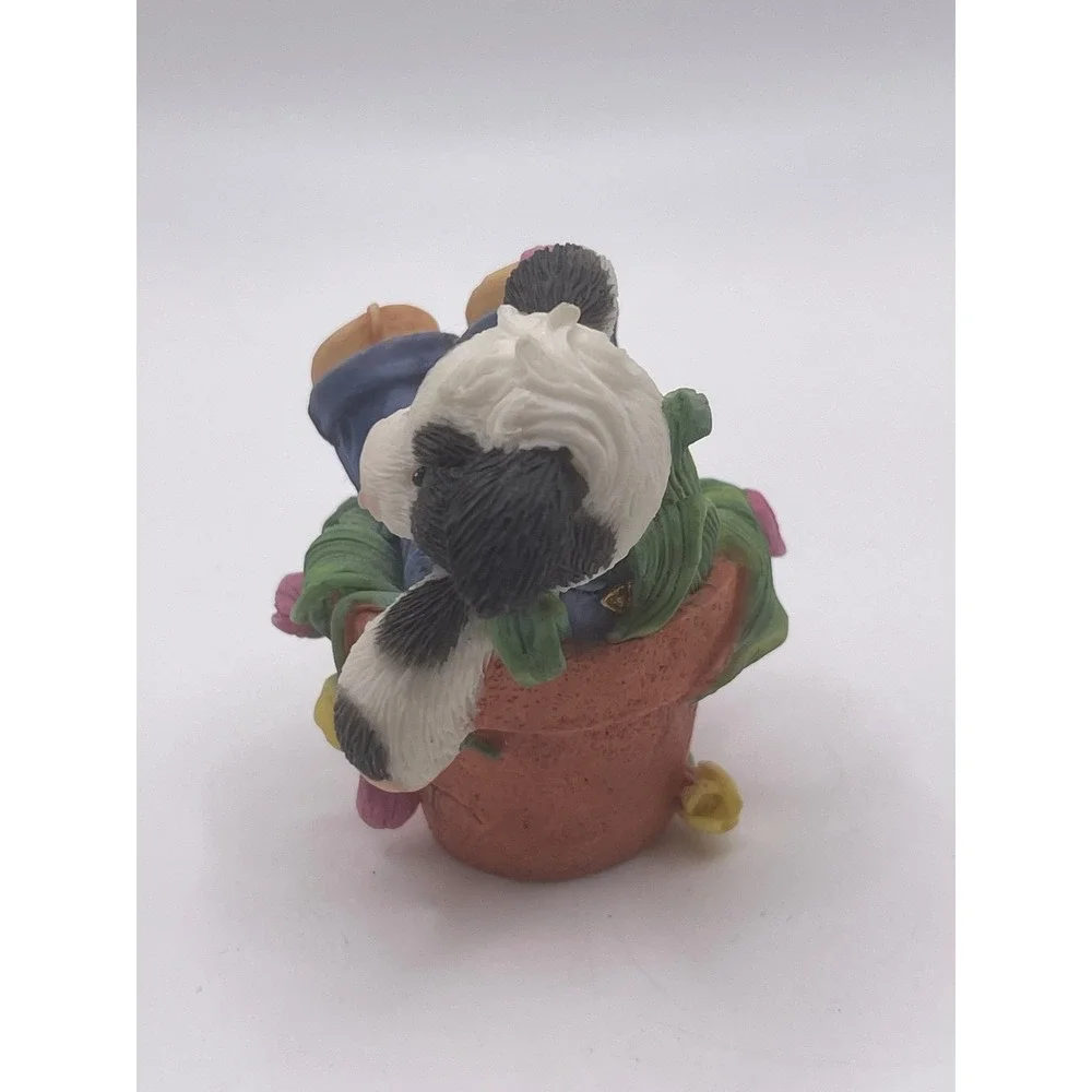 Enesco Mary's Moo Moos Falling for Moo Cow Figurine 1996 207136 Flower Pot Tulip